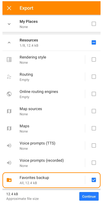 Favori yedekleme dışa aktarma Android