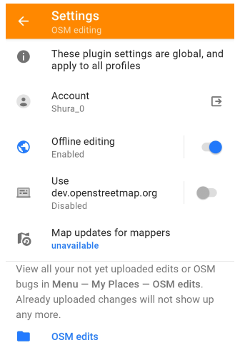 OpenStretMap düzenleme eklentisi Ayarları Android