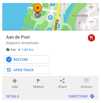 Дія Відновити маркер Android