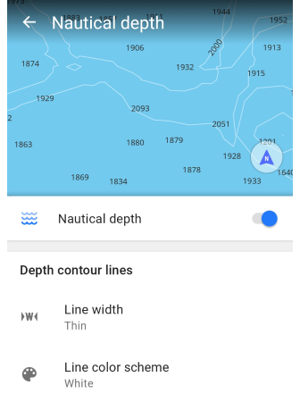Контури морської глибини в Android