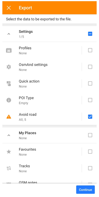 Експорт доріг для уникнення на мапі Android 1