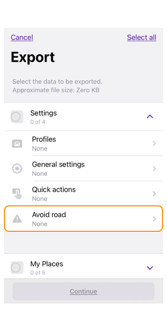 Експорт доріг для уникнення на мапі iOS 1