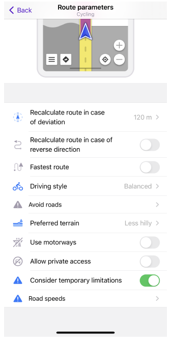 Налаштування велосипедного маршруту iOS