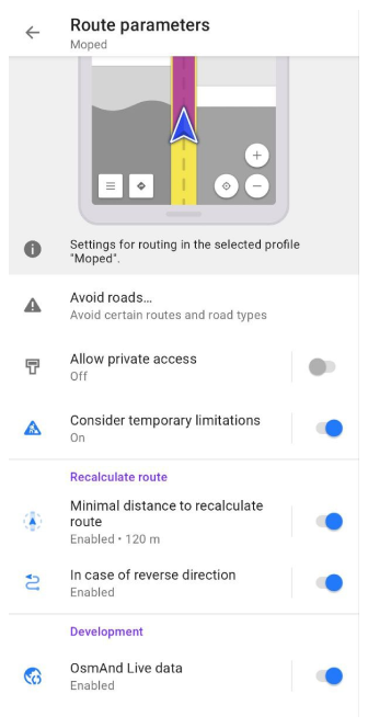 Налаштування маршрутизації для мопеда Android