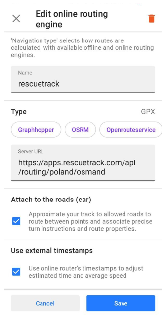 Спеціальна маршрутизація GPX Android 1