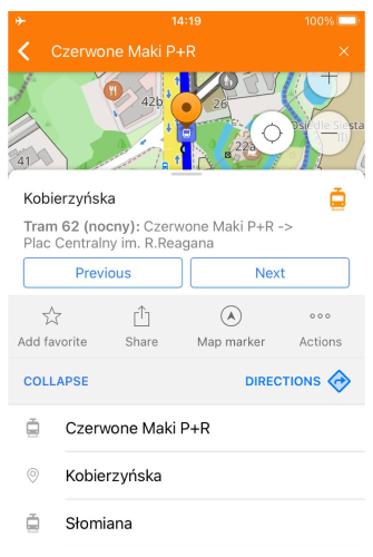 Список маршрутів громадського транспорту iOS