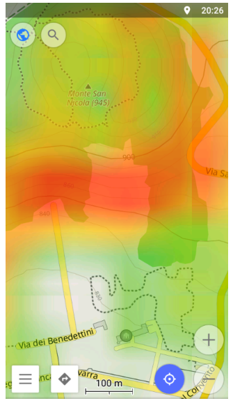 Contour lines combined with Slope