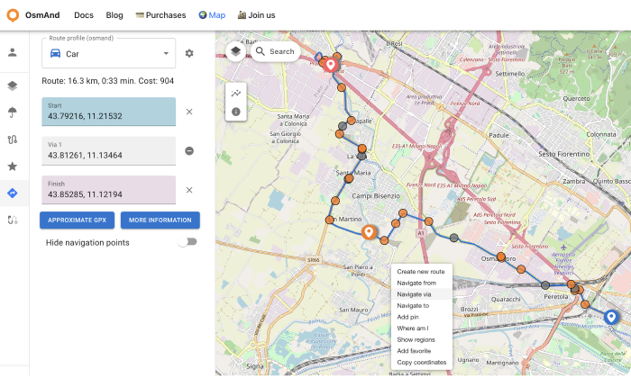 OsmAnd Web Create Route