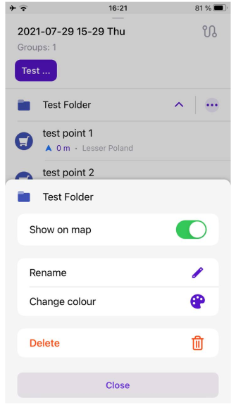 Track menu Group menu iOS